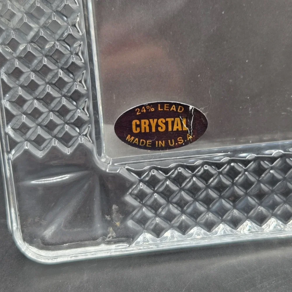 Vintage 5x7 Opening Heavy 24% Lead Crystal Picture Frame  Made in USA Retro‎